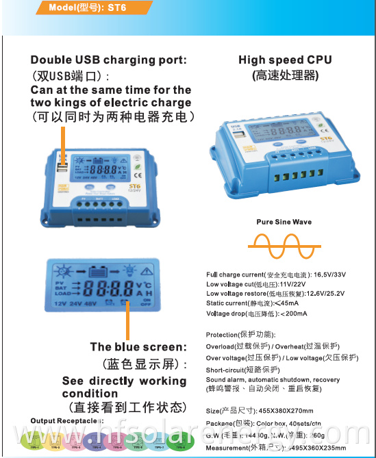 solar charge controller with USB port